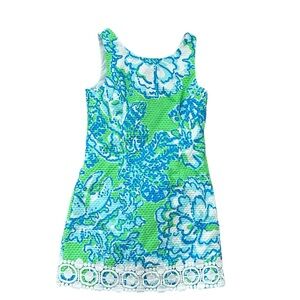 Lilly Pulitzer GIRLS Green Beach Hawaiian Summer Eyelet Dress 8
